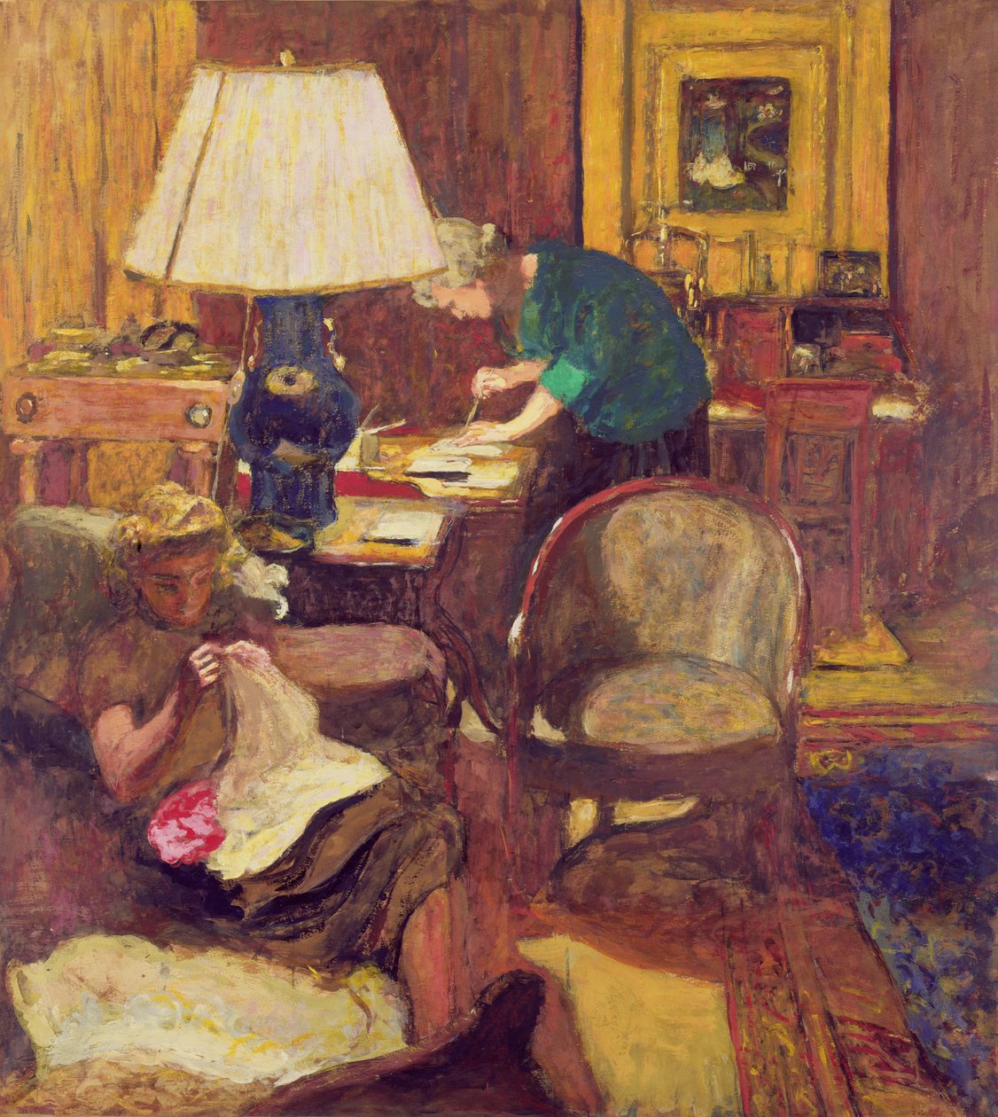 The Book Maker (olje om bord) av Edouard Vuillard