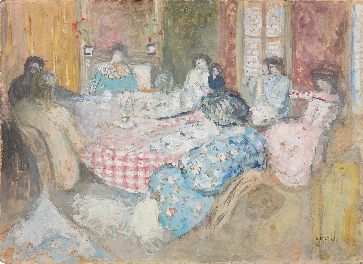 Den rutete duken; La nappe a carreaux, 1910 av Edouard Vuillard