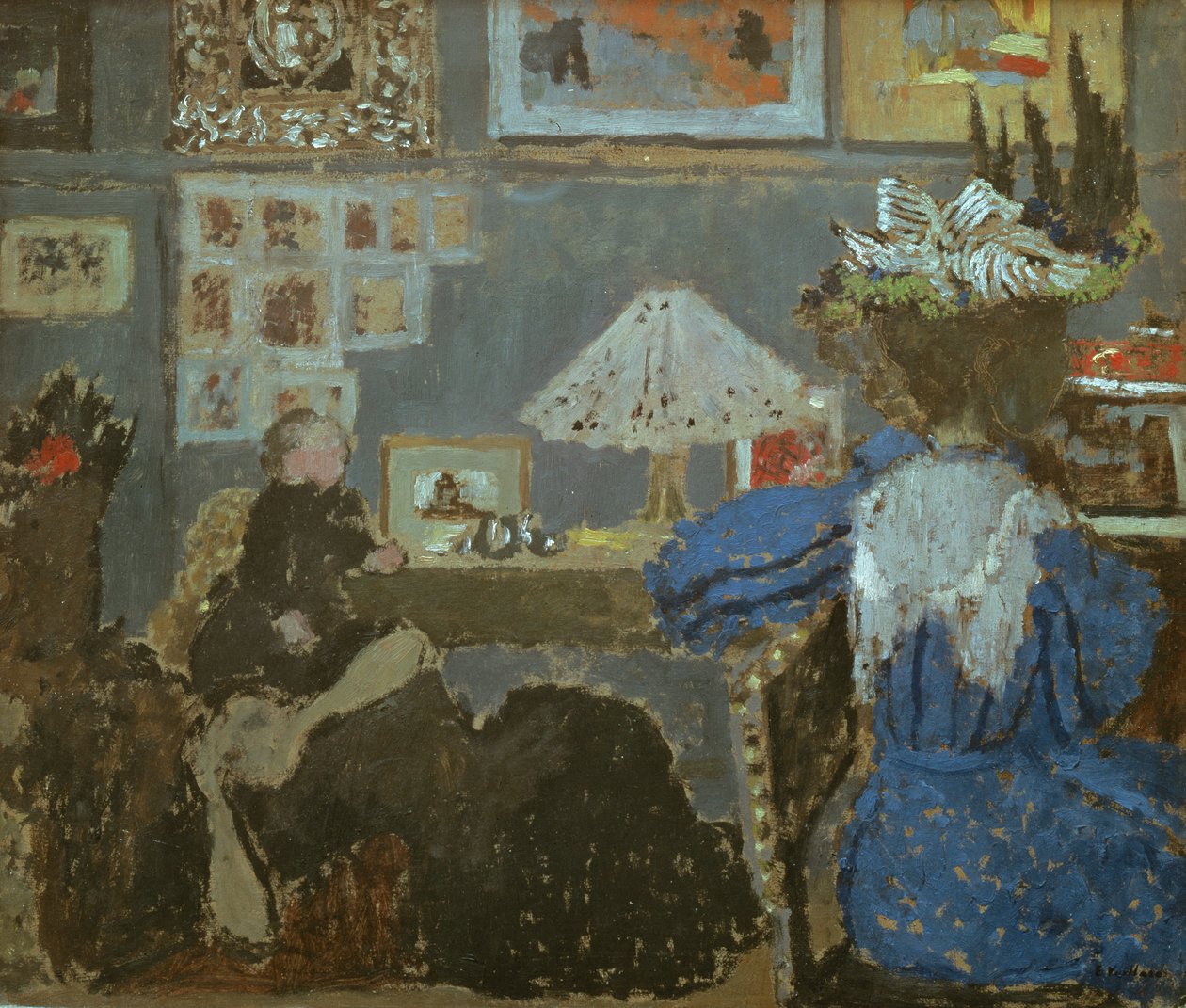 Kvinnen i blått, 1890 (olje på kort) av Edouard Vuillard