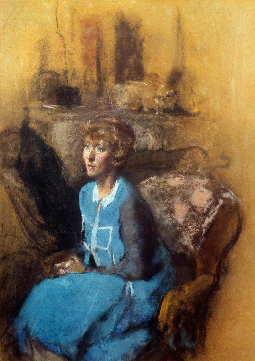 Den blå kjolen, 1900-tallet (akvarell) av Edouard Vuillard