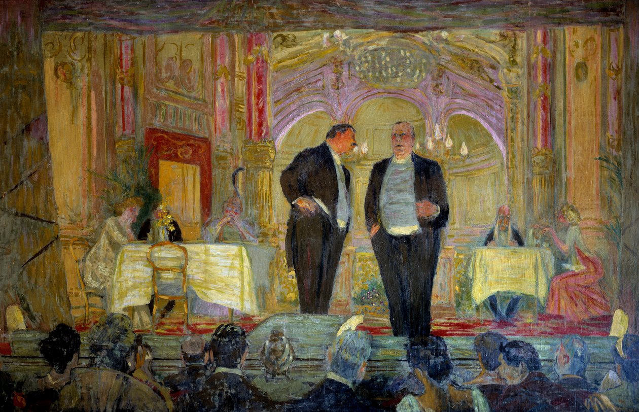 Den lille kafeen, 1900-tallet. Paris, komedie på Champs Elysees av Edouard Vuillard