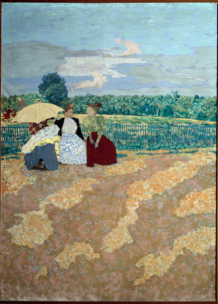 De offentlige hagene: Samtalen (i midten) (detalj av triptyken) av Edouard Vuillard