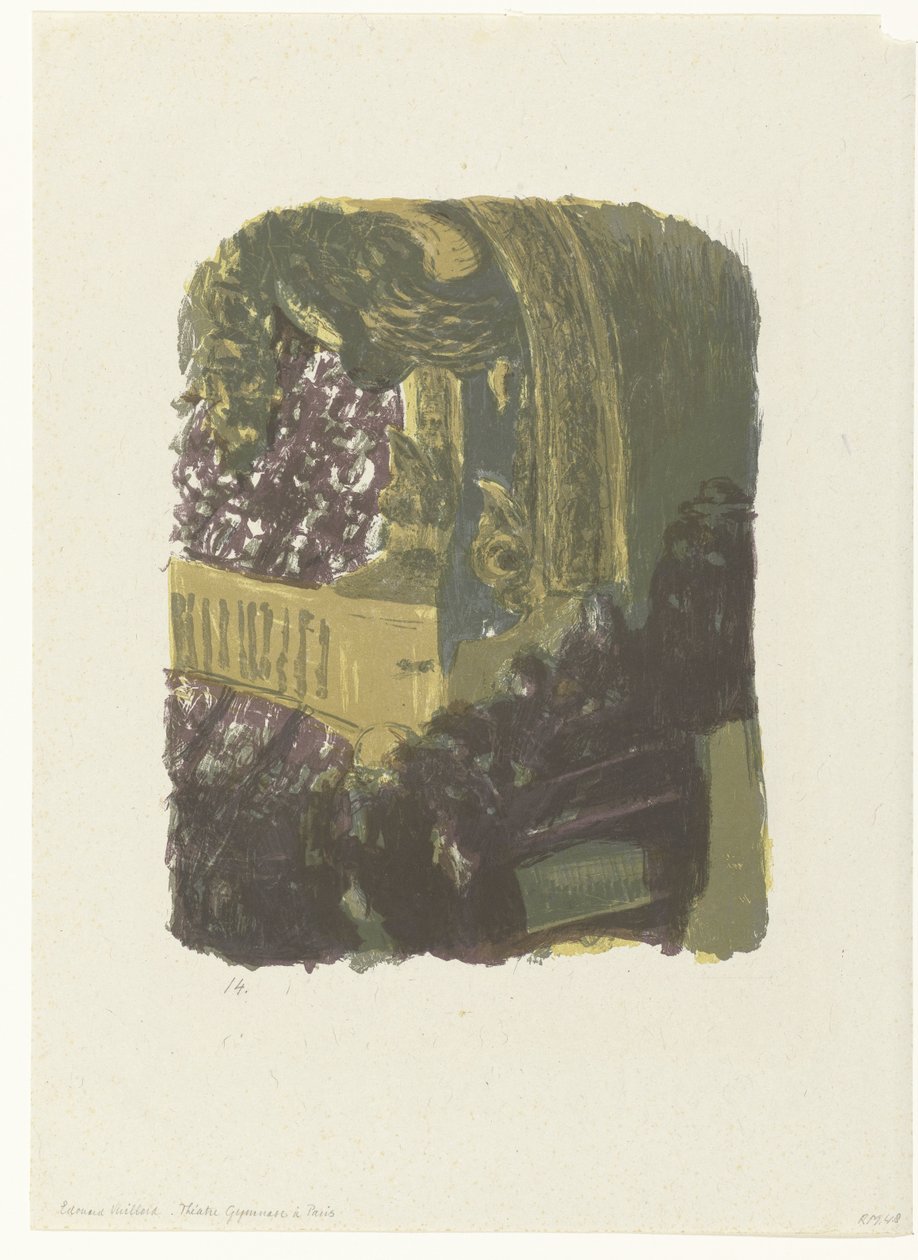 Tribune og balkonger med publikum på Théâtre Gymnase i Paris Une Galerie au Gymnase av Edouard Vuillard