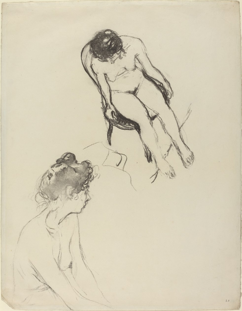 To studier av nakenfigurer av Edouard Vuillard
