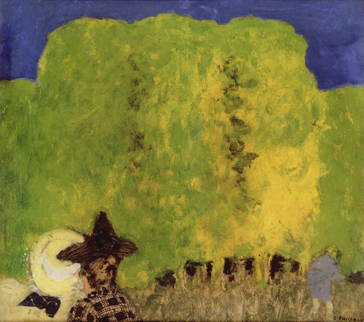 To kvinner i et landskap, 1895 (olje på papir) av Edouard Vuillard