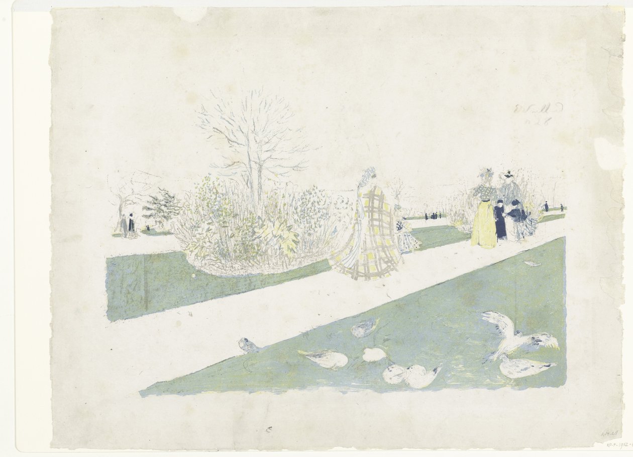 Turgåere i Tuileries Park i Paris Le Jardin des Tuileries av Edouard Vuillard