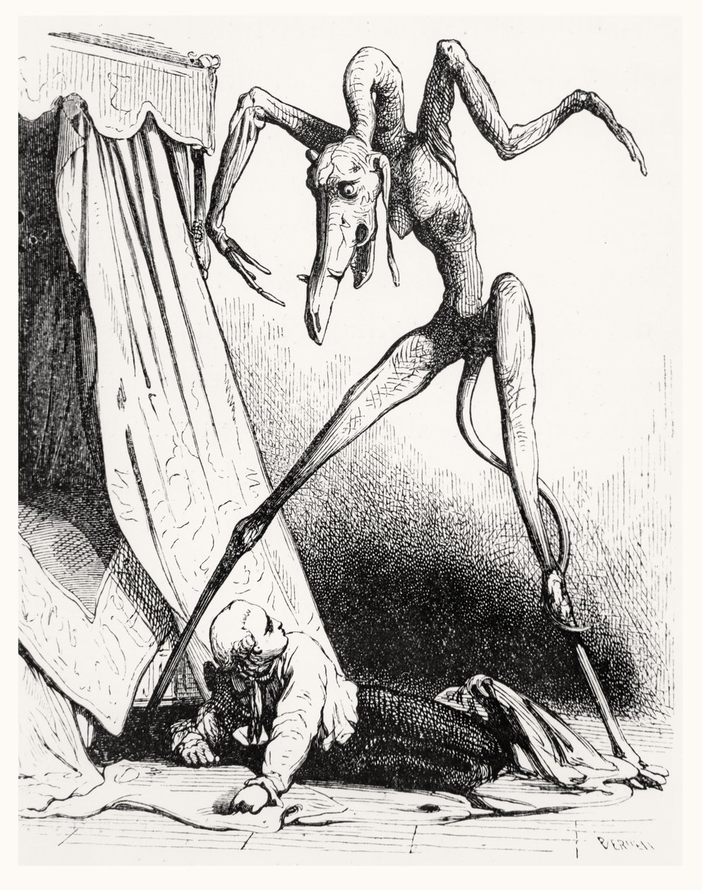 Illustrasjon for The Devil in Love, 1845 av Edouard de Beaumont
