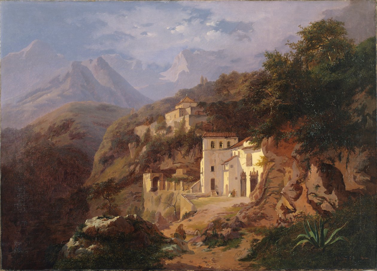 Kapusinerklosteret i Cava (Salerno) 1838 (olje på lerret) av Edouard de Vigne
