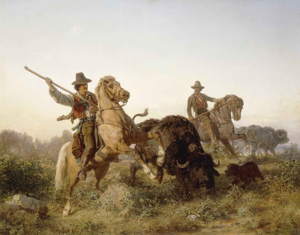 Herding Water Buffalo, 1862 av Edouard van den Bosch