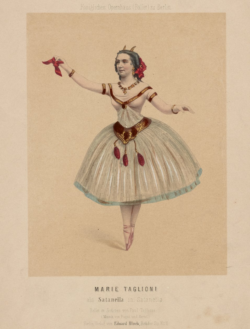 Marie Taglioni i Satanella, en ballett i 3 akter koreografert av Paul Taglioni, med musikk komponert av Pugni og Hertel av Eduard Bloch