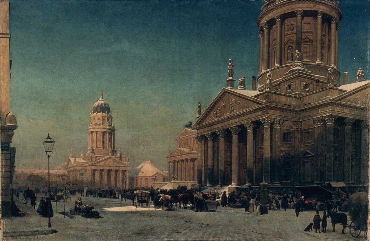 Gendarmenmarkt om vinteren, 1857 av Johann Philipp Eduard Gartner
