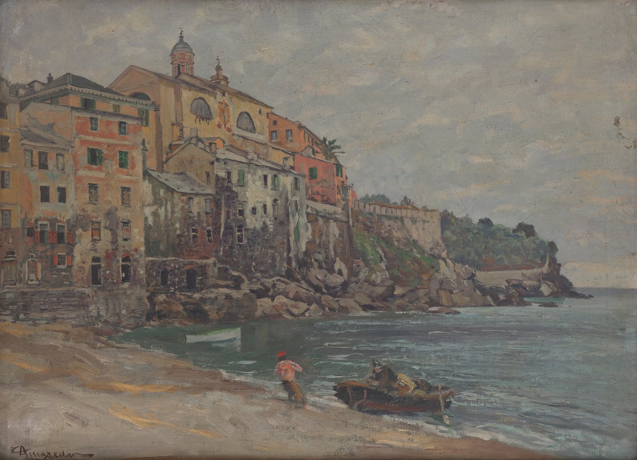 italiensk kystby av Eduard Ameseder