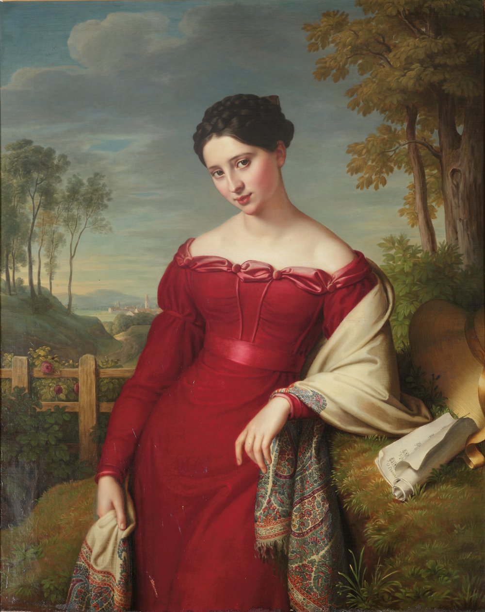Portrett av en ung elegant dame av Eduard Friedrich Leybold