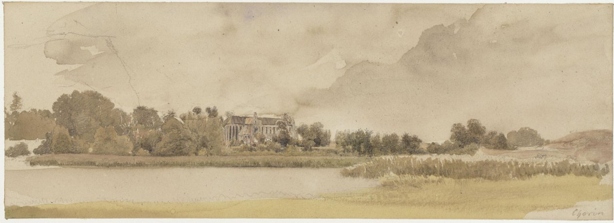 Amtssee og klosteret Chorin av Eduard Gaertner