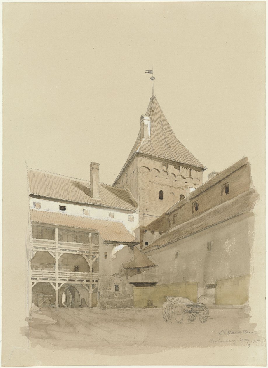 Gårdsplassen ved Neidenburg slott av Eduard Gaertner
