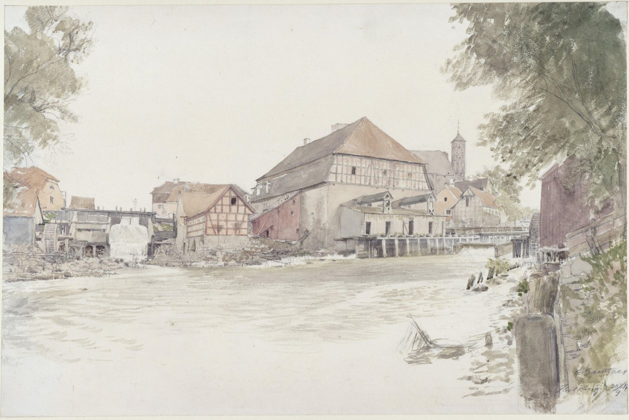 Møller ved Alle i Heilsberg av Eduard Gaertner