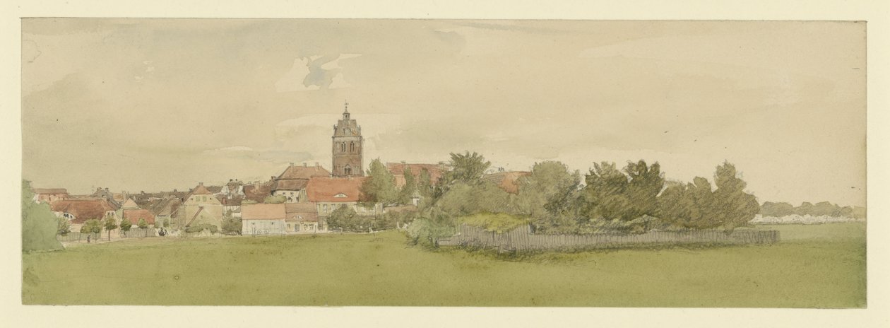 Nordtysk tettsted med kirke av Eduard Gaertner