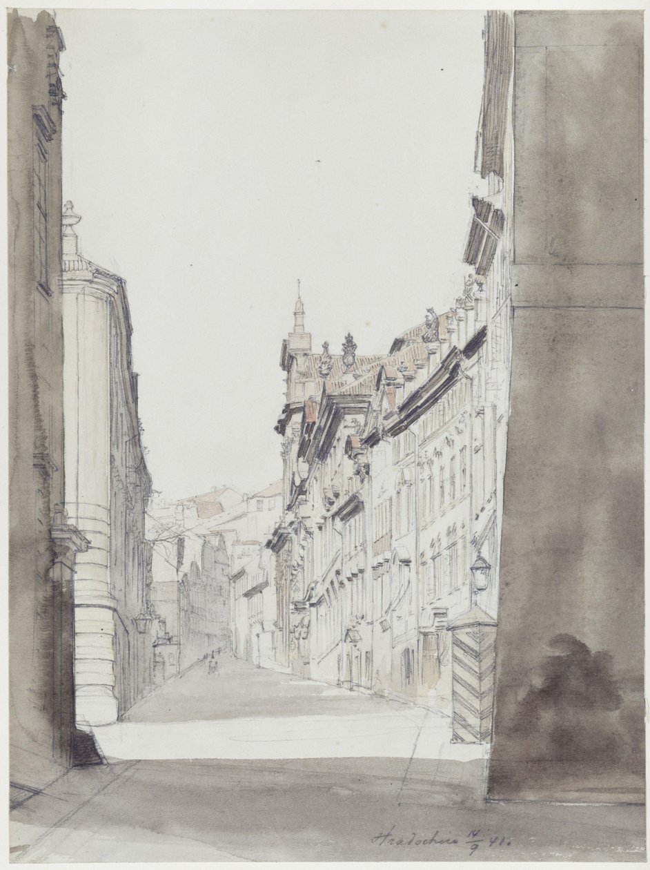 Gate i Hradčany i Praha av Eduard Gaertner