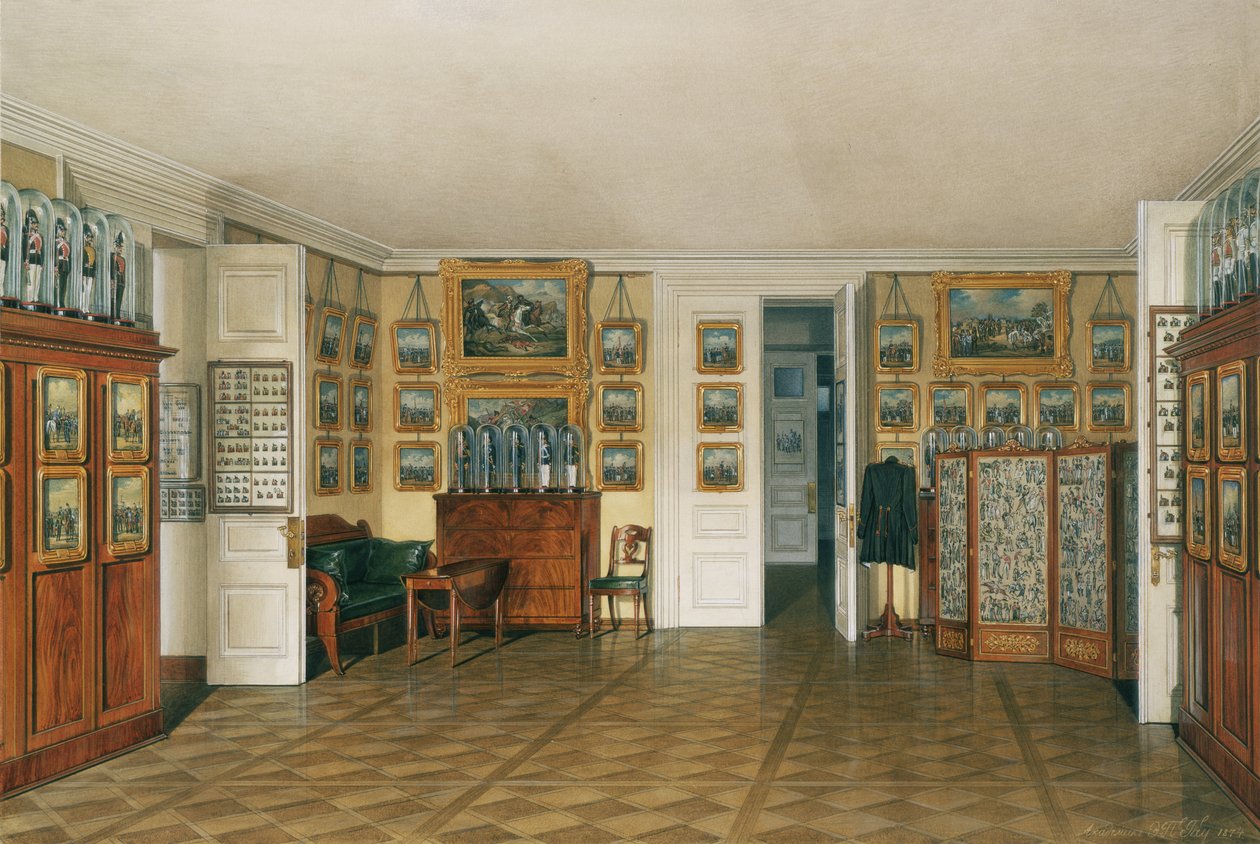 Interiør av Vinterpalasset. Betjentrommet til keiser Alexander II, 1874 av Eduard Hau