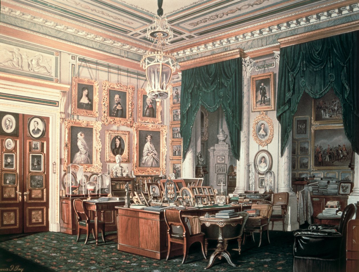 Studiet av Alexander III (1845-94) ved Gatchina-palasset, ca. 1881 av Eduard Hau