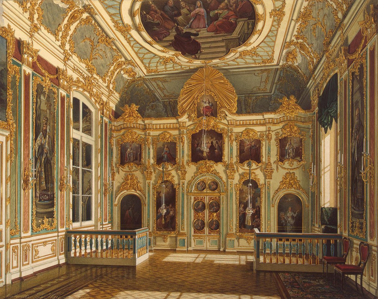 Utsikt over den lille kirken i vinterpalasset, 1862 av Eduard Hau