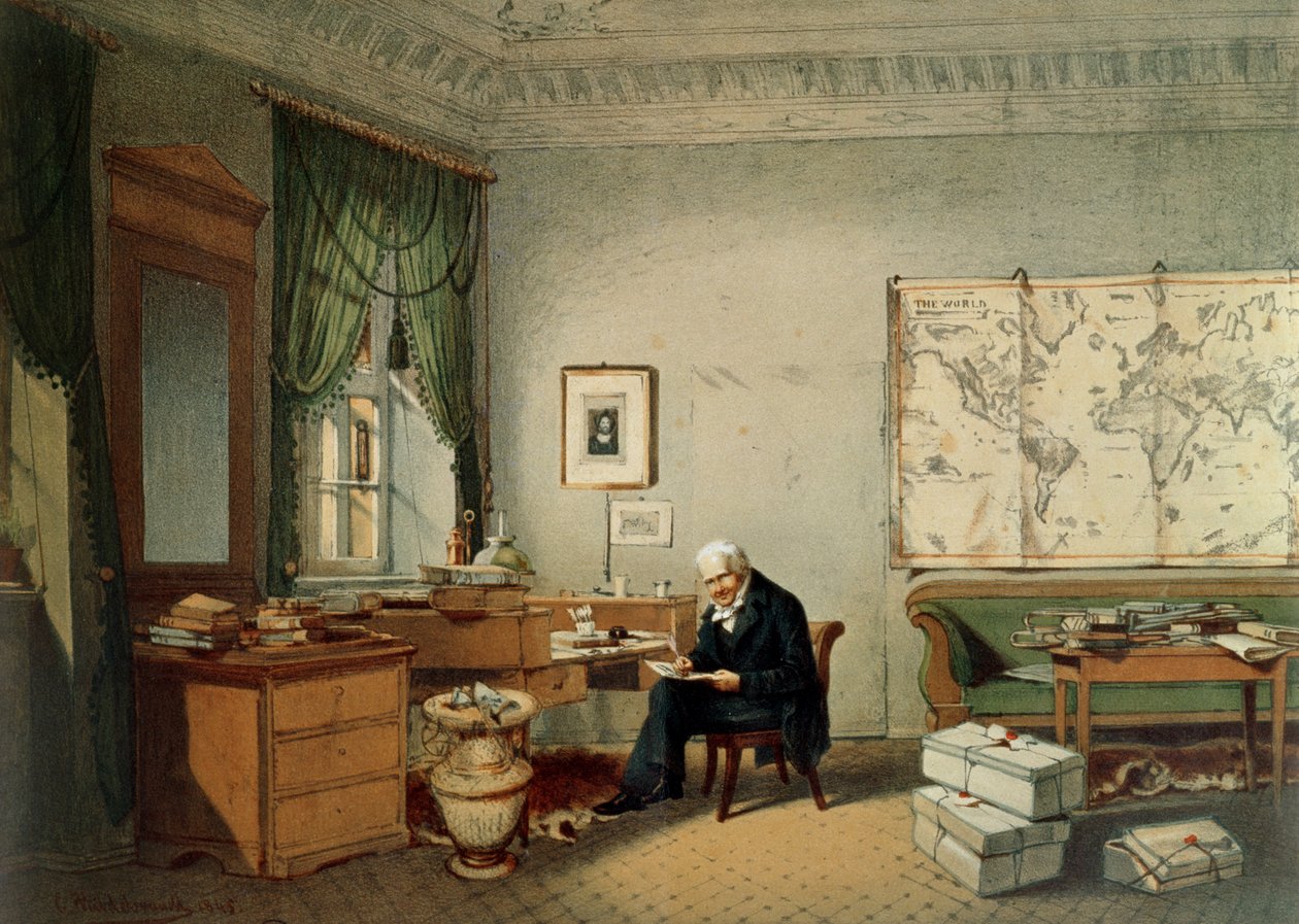Baron Alexander von Humboldt (1769-1859) i sin studie av Eduard Hildebrandt