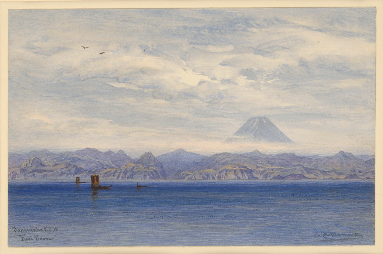Japansk kyst med Fuji-fjellet av Eduard Hildebrandt