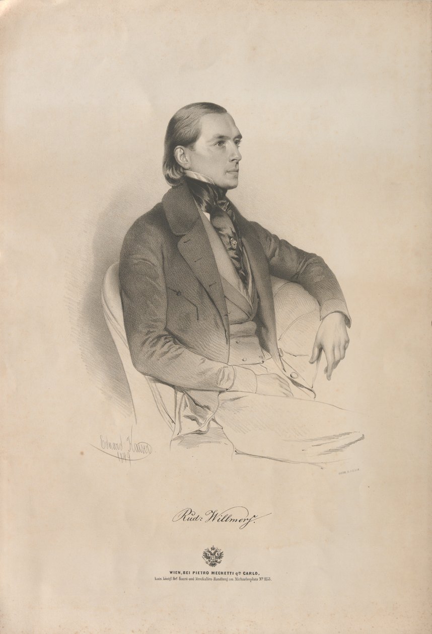 Portrett av pianist og komponist Rudolf Heinrich Willmers 1821-1878, 1849. av Eduard Kaiser
