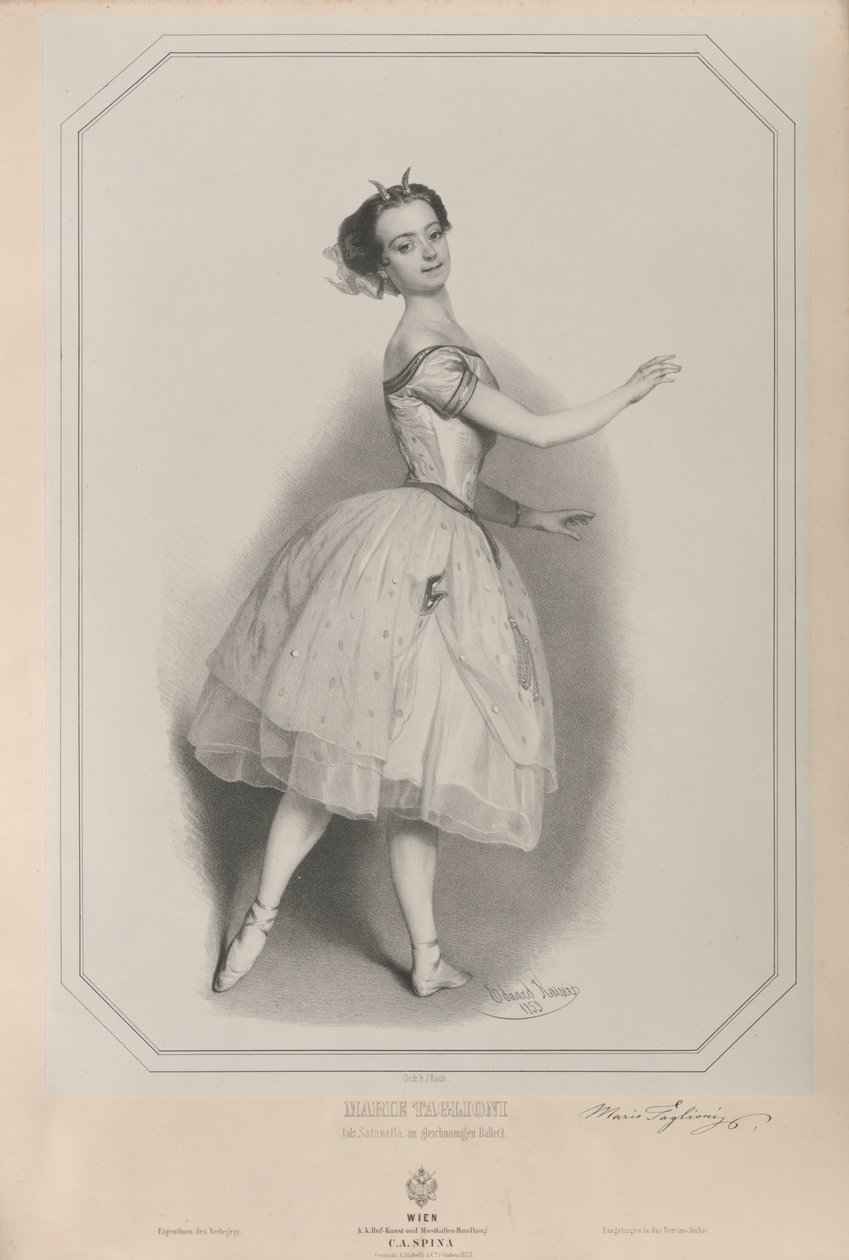 Portrett av ballerinaen Marie Taglioni 1804-1884 som Satanella, 1853. av Eduard Kaiser