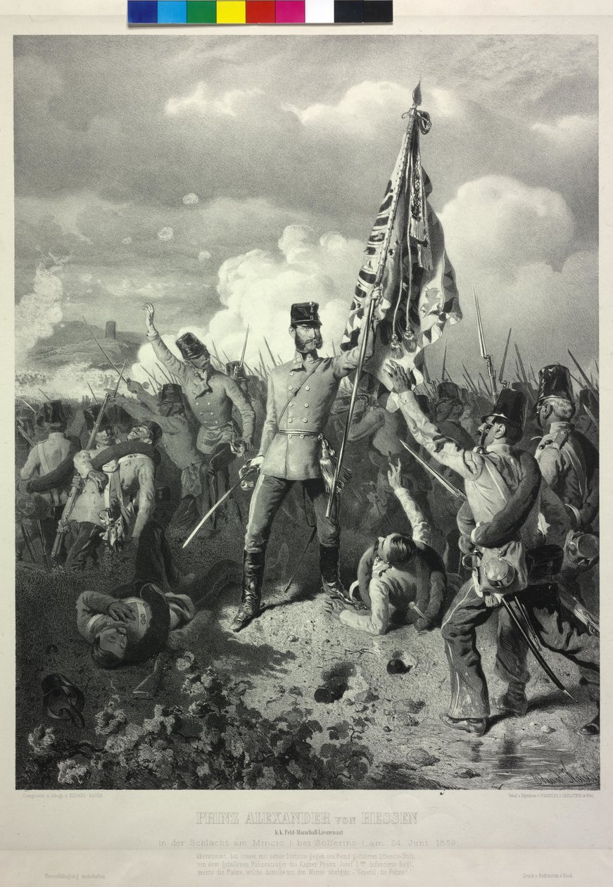 Prins Alexander av Hessen kk, feltmarskalkløytnant i slaget ved Mincio ved Solferino den 24. juni 1859 av Eduard Kaiser