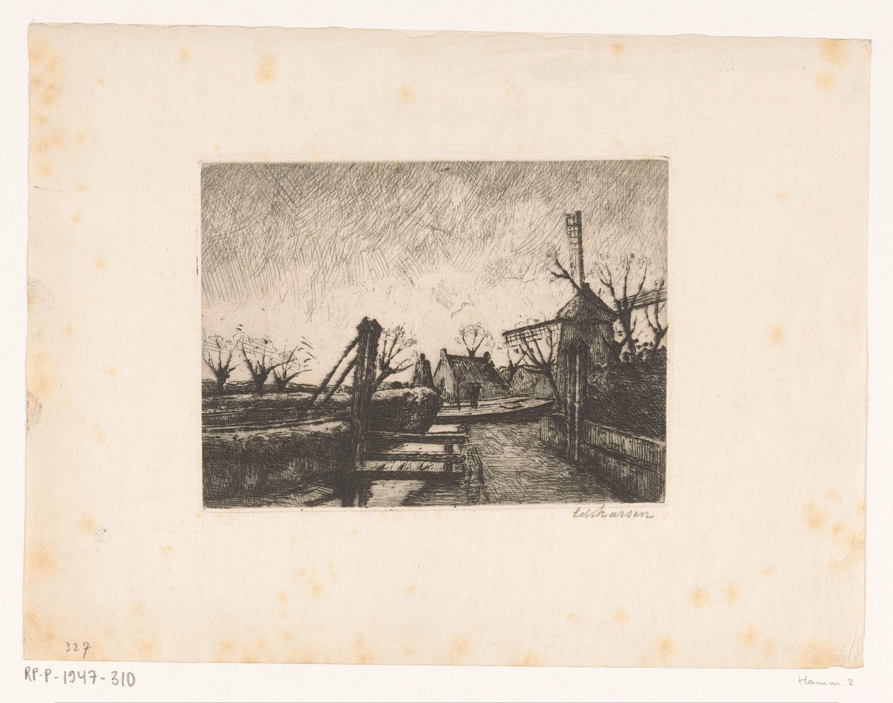 Sti med bru langs en grøft av Eduard Karsen (signed by artist)