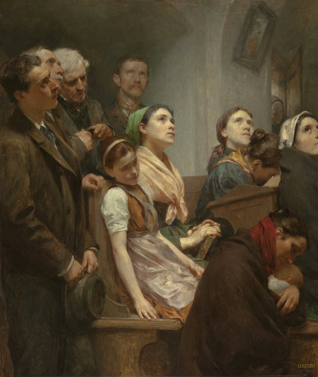 Le preken - Prekenen - Eduard Lebiedzki (1862-1915). Olje på lerret av Eduard Lebiedzki