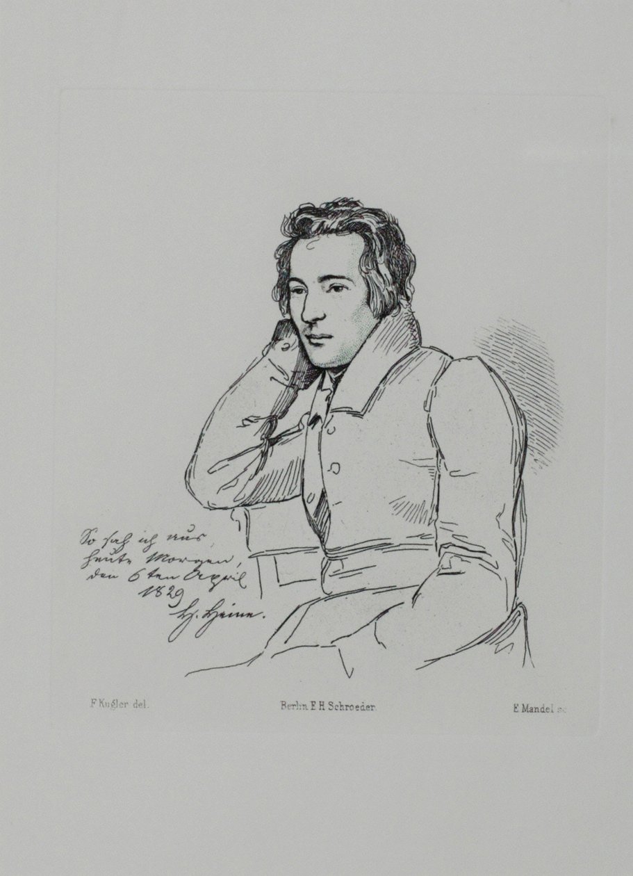 Portrett av poeten Heinrich Heine 1797-1856 etter Franz Kugler fra 1829, 1854 av Eduard Mandel