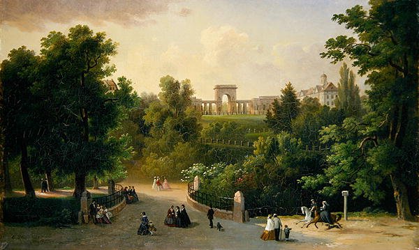 Utsikt fra Karlsaue-hagen til Friedrichsplatz av Eduard Stiegel