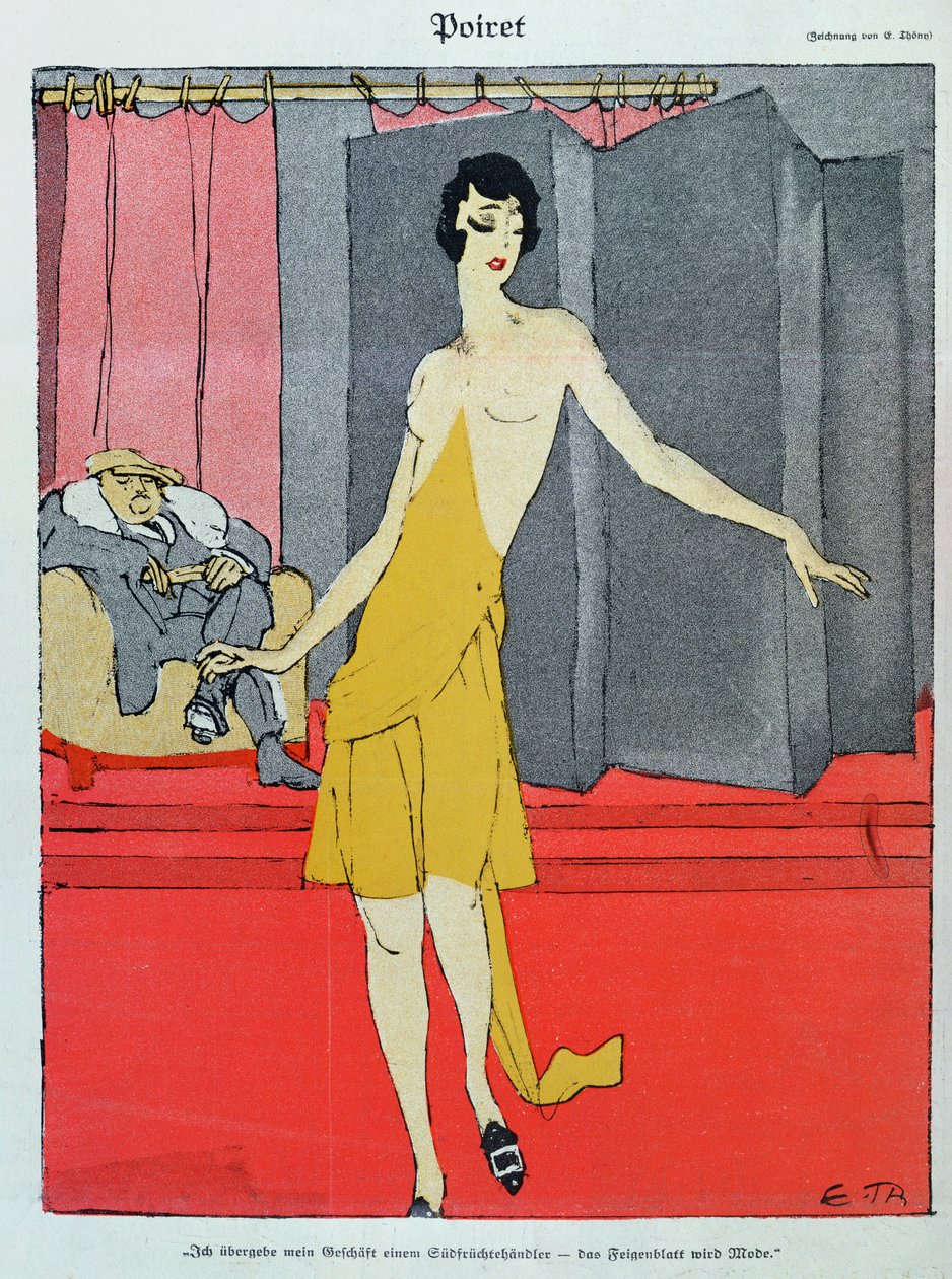 At the Couturier, en modell med Paul Poiret (1879-1944) fra 