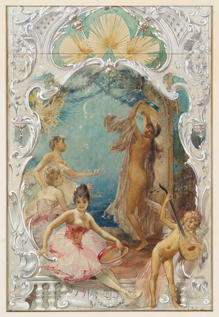 Dans (utkast til et veggmaleri i Varieté Ronacher, Wien) av Eduard Veith