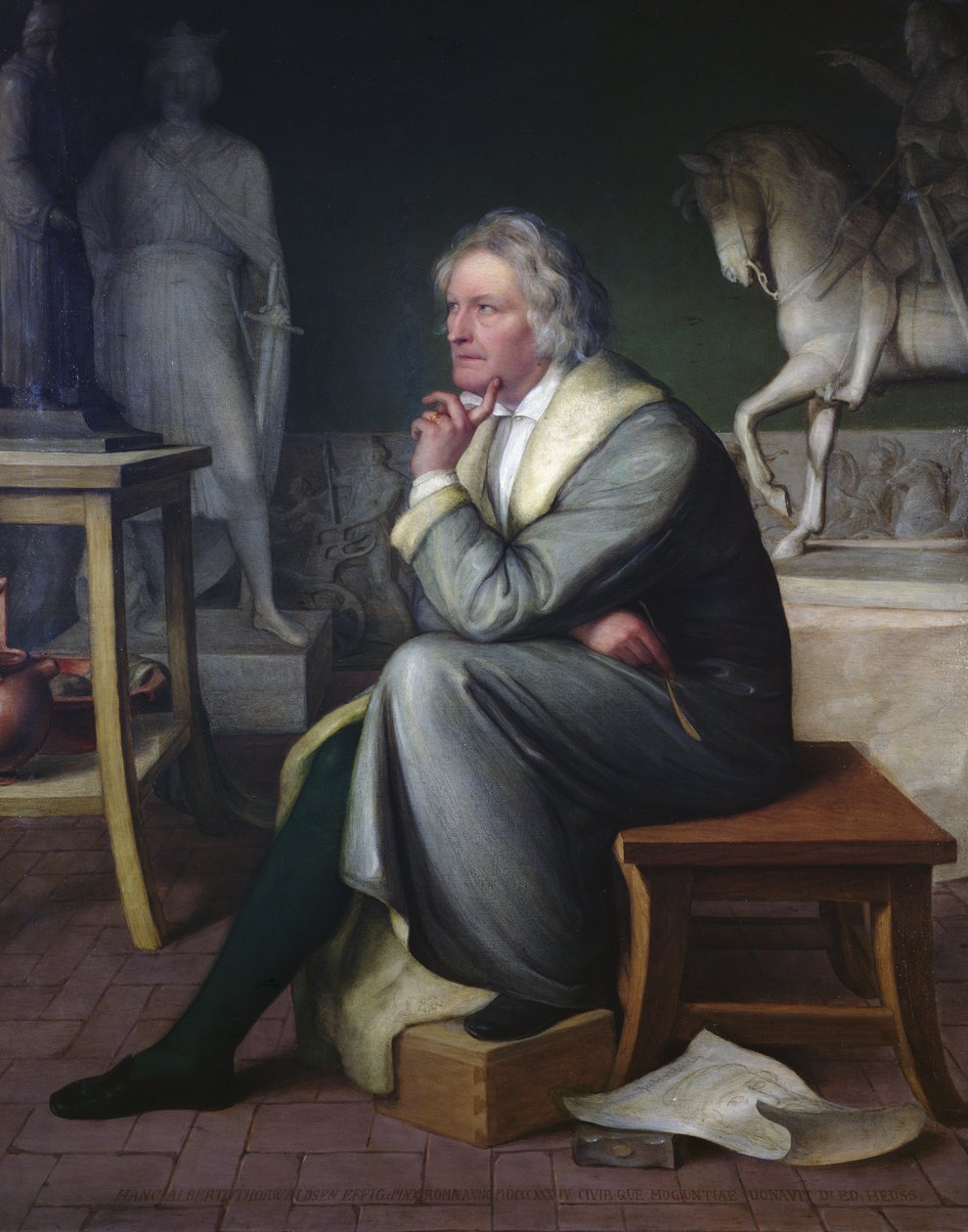Bertel Thorvaldsen i sitt studio i Roma, 1834 av Eduard von Heuss