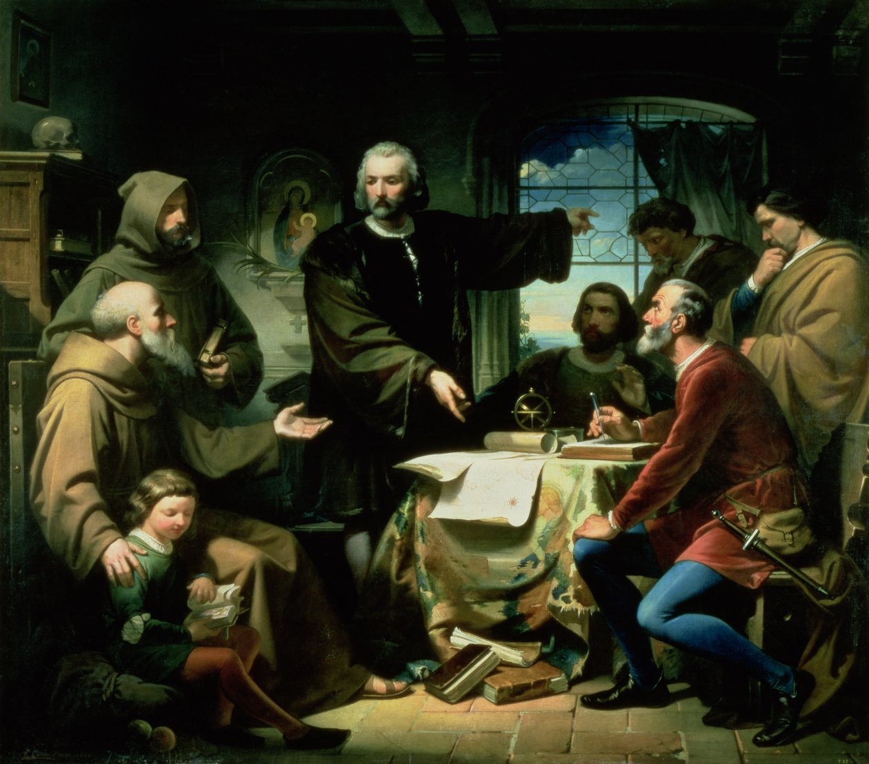 Christopher Columbus (1451-1506) i klosteret la Rabida, 1856 av Eduardo Cano de la Peña