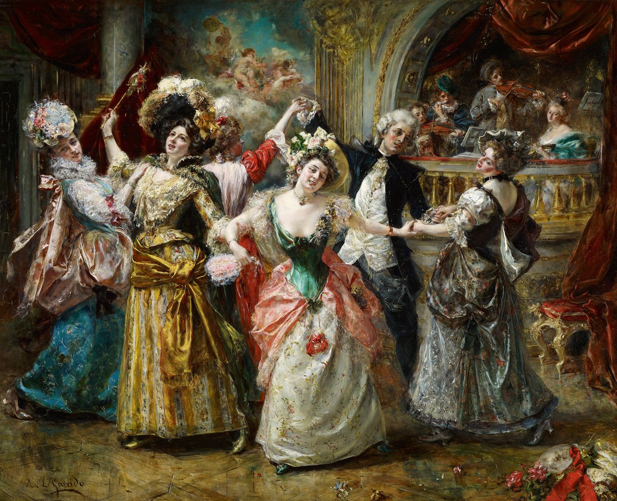The Beau at the Soiree - Garrido, Eduardo Leon (1856-1949) - Olje på tre - 80,5x100 - Museo Carmen Thyssen, Malaga av Eduardo Leon Garrido