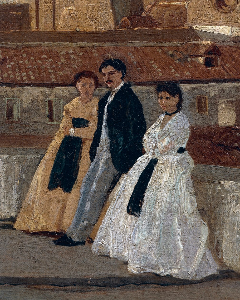 Terrassen, av Edoardo Dalbono (1841-1915), olje på panel, 45x30 cm. Detalj. av Eduardo Dalbono