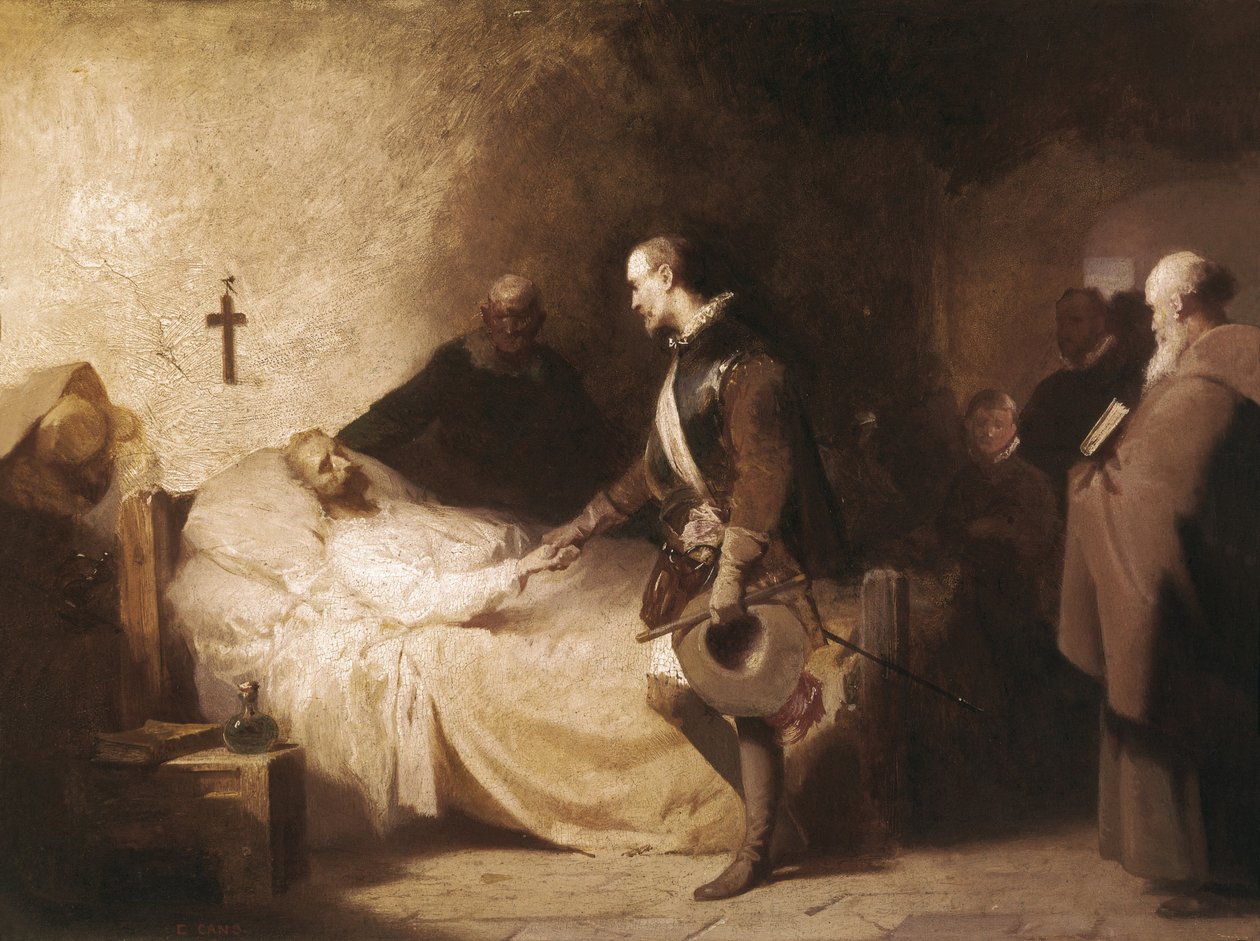 Don Juan fra Østerrike besøker Miguel de Cervantes av Eduardo Javier Ramon Cano de la Pena