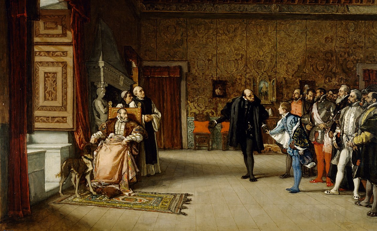Juan de Austrias presentasjon til keiser Carlos V i Yuste, 1869 av Eduardo Rosales