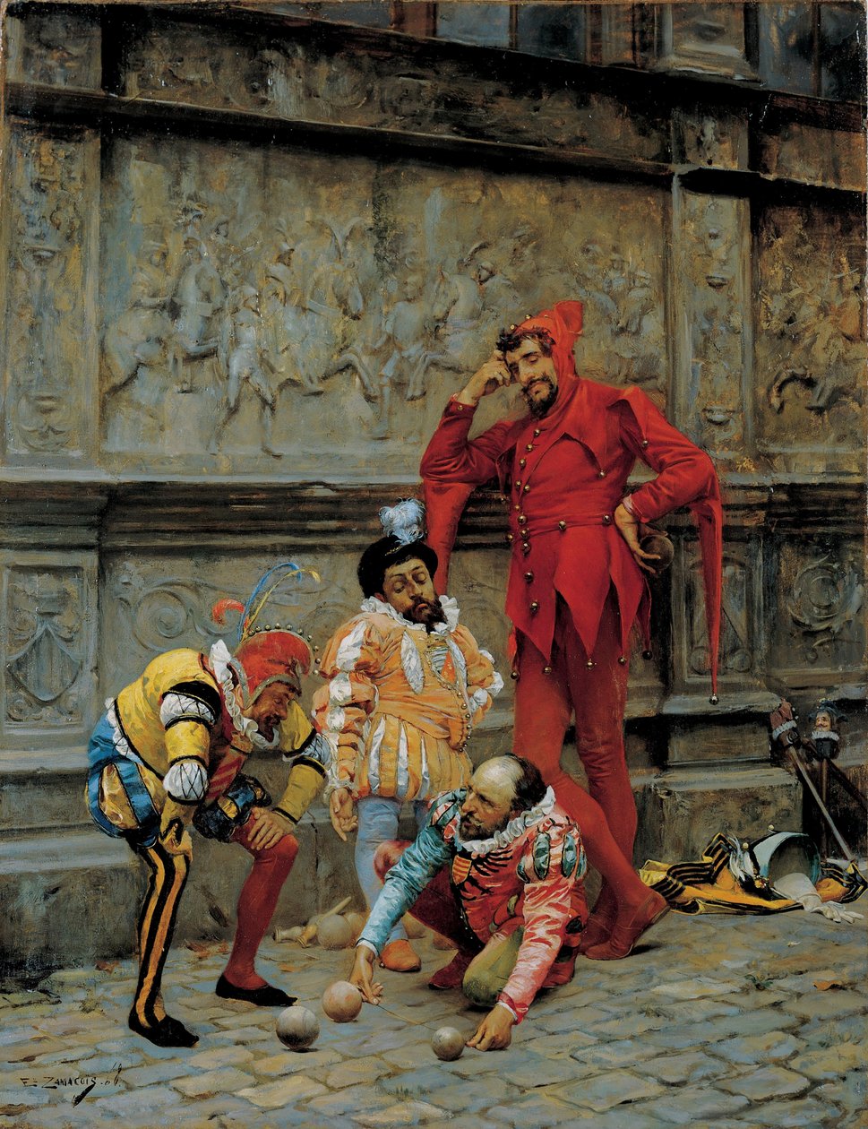 Narre som spiller Cochonet, 1868 av Eduardo Zamacois y Zabala