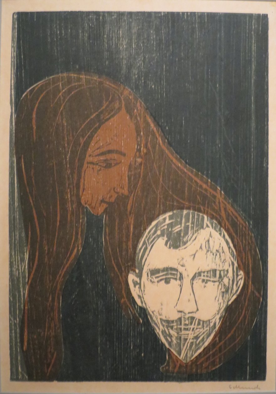 Mannens hode i kvinnens hår av Edvard Munch