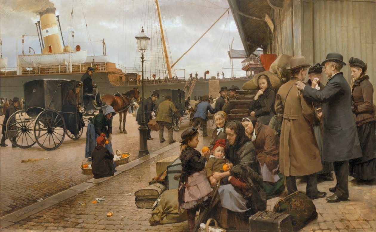 Utvandrere ved Larsens Plads av Edvard Petersen