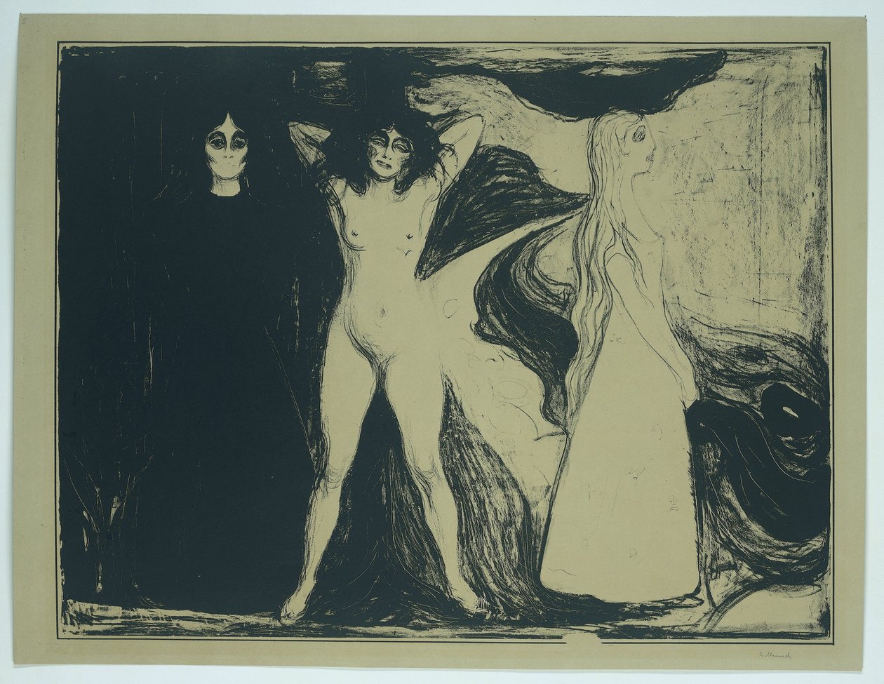 Kvinner i tre stadier (original tittel) Kvinne (sfinks) (original tittel) av Edvard Munch (signed by artist)