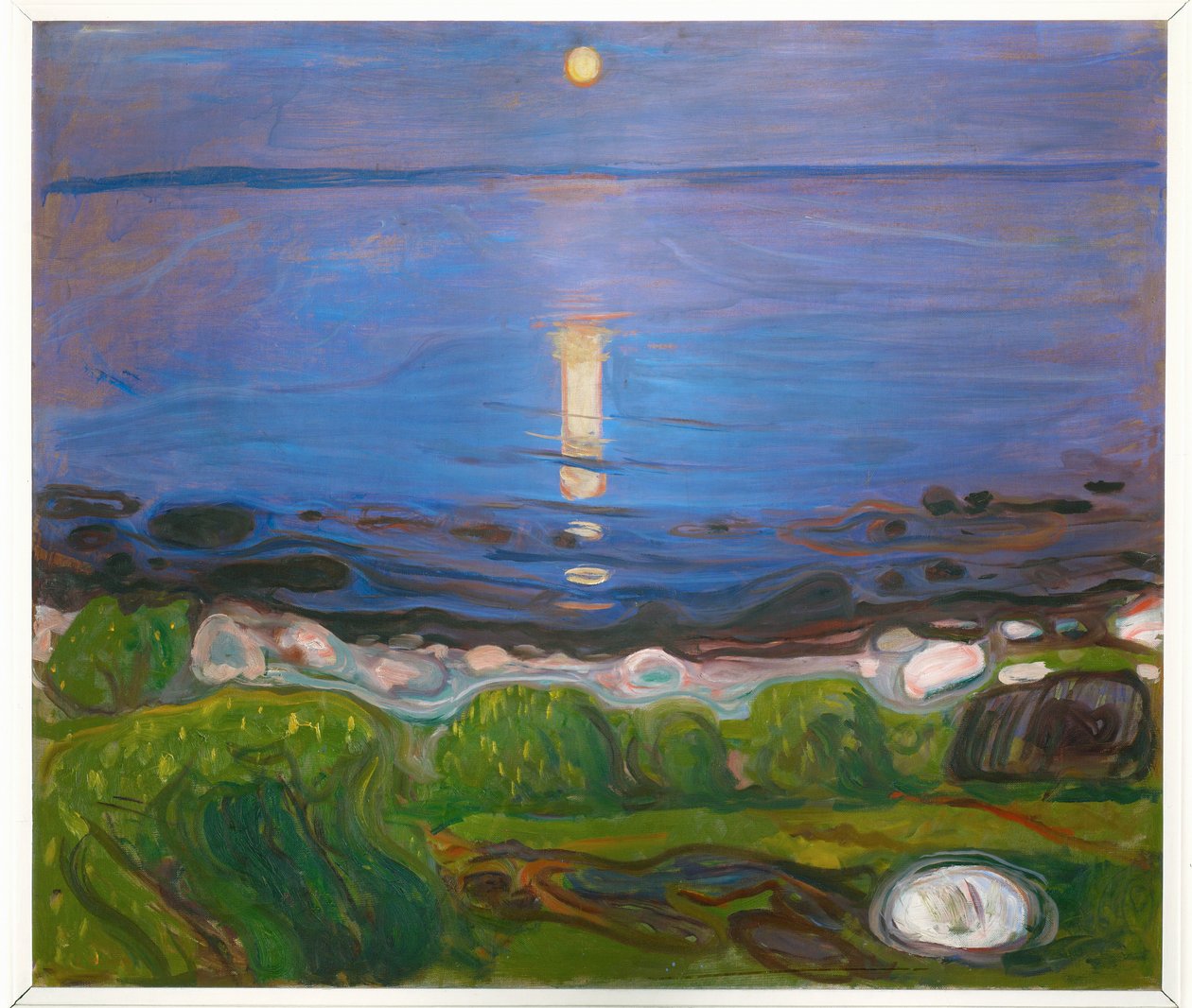 En sommerkveld på stranden (maleri) av Edvard Munch