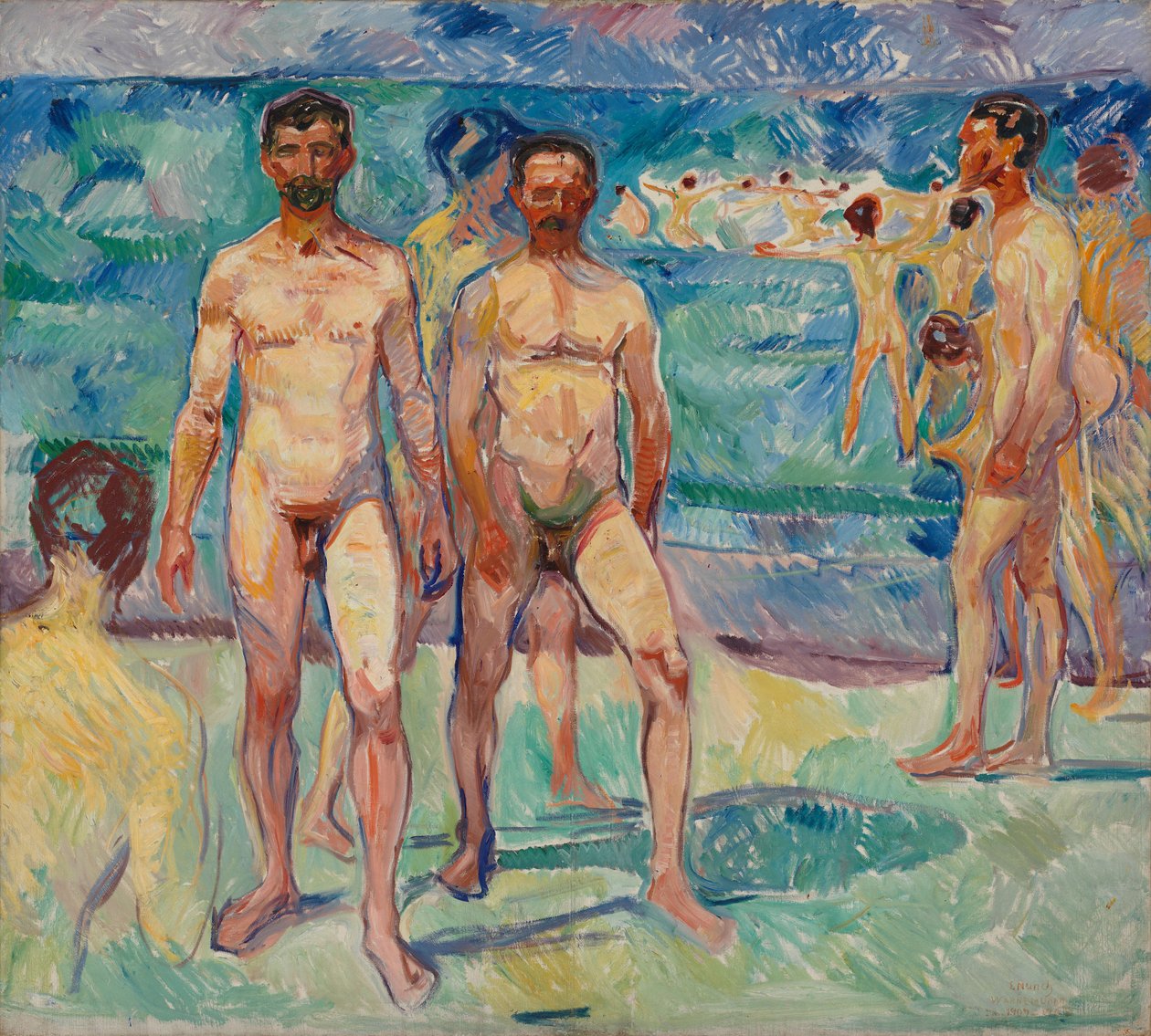 Badende menn; middelalderen av Edvard Munch