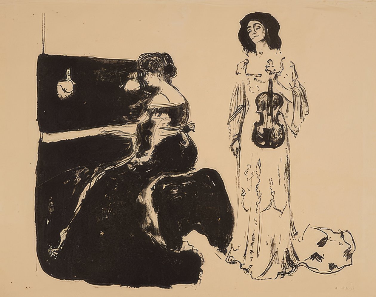 Fiolinkonsert. Eva Mudocci (fiolin) og Bella Edvards. 1903 av Edvard Munch