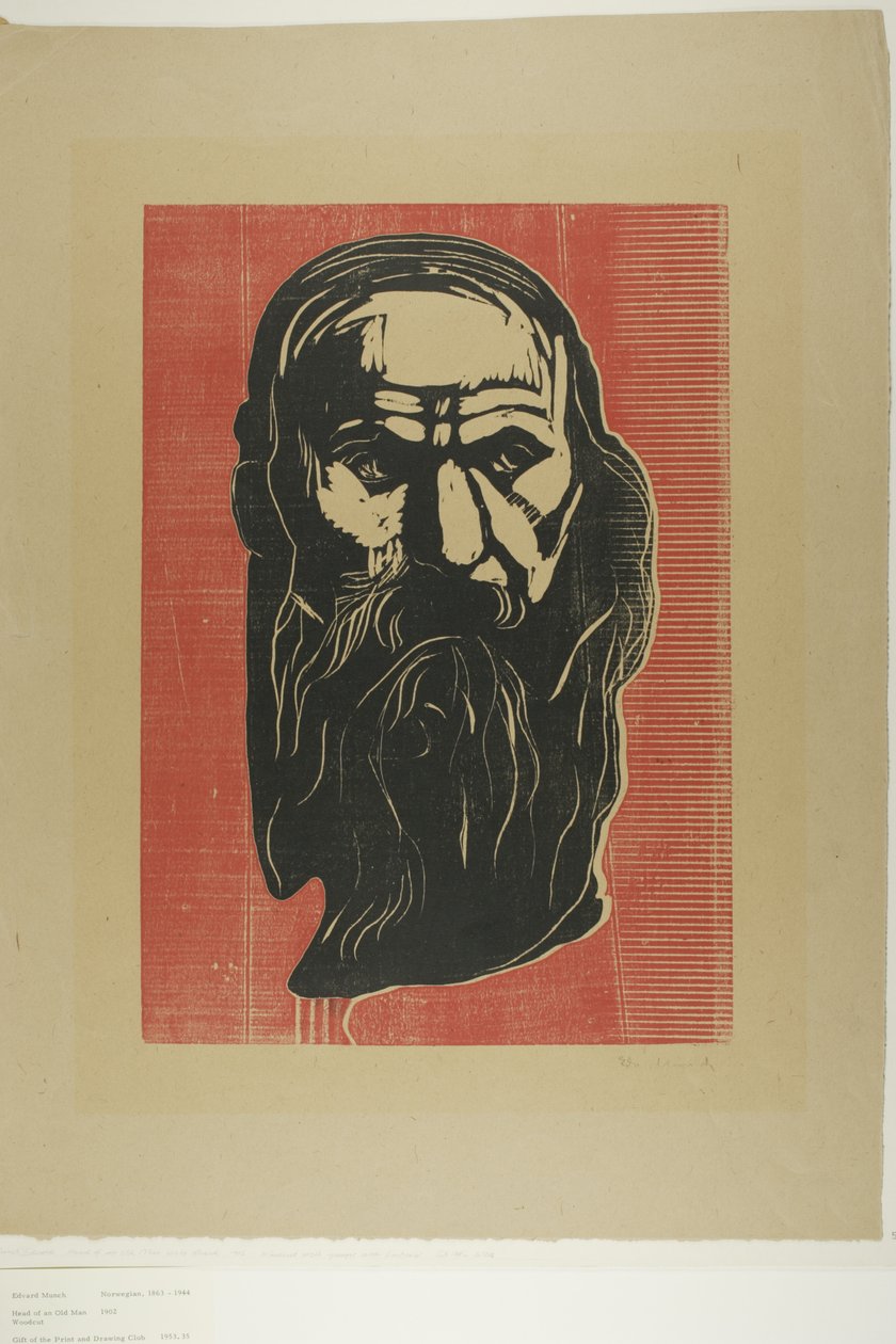 Hodet til en gammel mann med skjegg av Edvard Munch